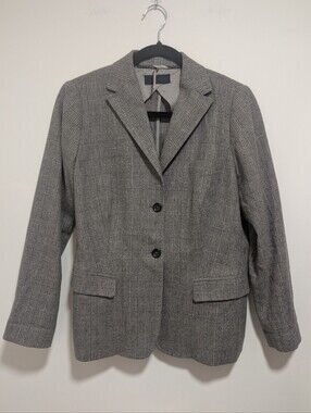 Piazza Sempione | Virgin Wool Blend Plaid Two-Button Blazer In Grey